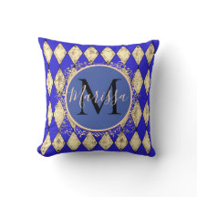Travesseiro decorativo Real Azul e Dourado do Mono