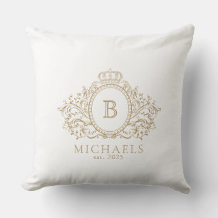 Almofada Travesseiro decorativo Real Dourado e Monograma Br