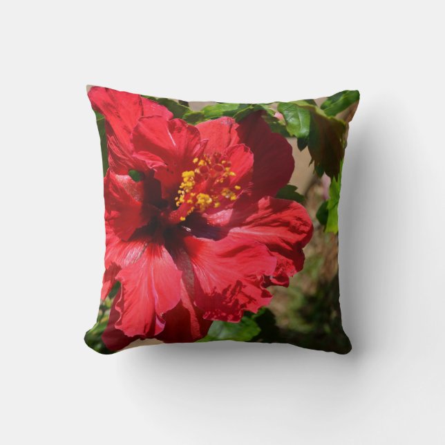 Almofada Travesseiro decorativo Red Hibiscus (Frente)