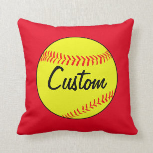 Almofada Travesseiro decorativo Red Softball Personalizado