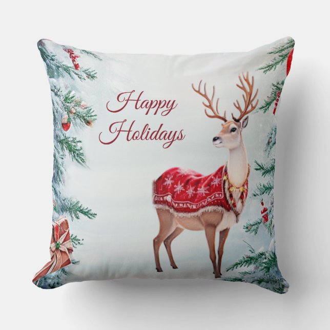 Almofada Travesseiro decorativo Reindeer Holiday (Frente)