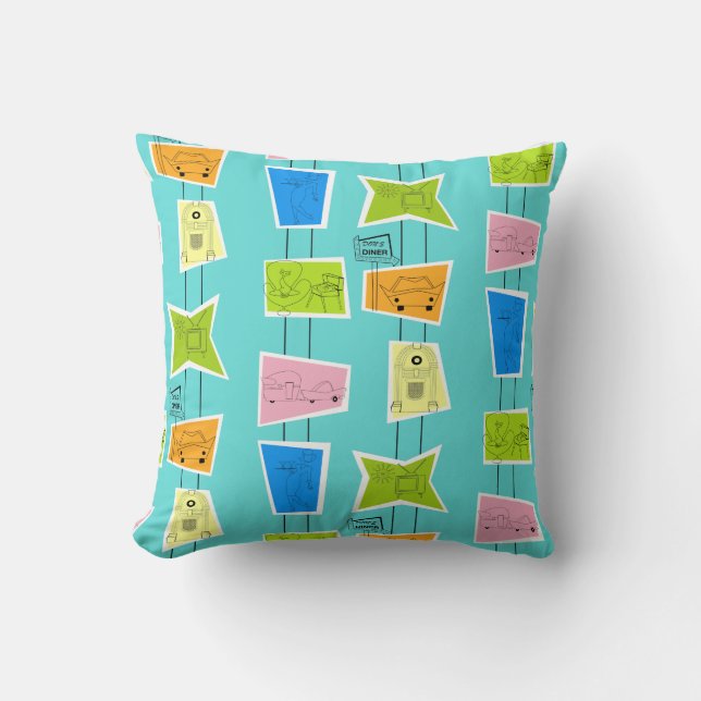 Almofada Travesseiro decorativo Retro Atomic Kitsch (Frente)