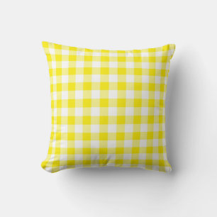 Almofada Travesseiro decorativo Reversível Gingham Amarelo