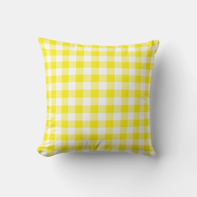 Almofada Travesseiro decorativo Reversível Gingham Amarelo (Frente)