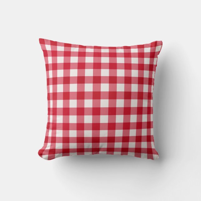Almofada Travesseiro decorativo Reversível Red Gingham (Frente)
