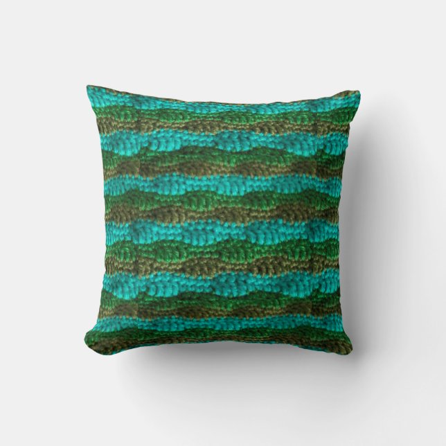 Almofada Travesseiro decorativo - Ripais Verdes em Crochet (Frente)