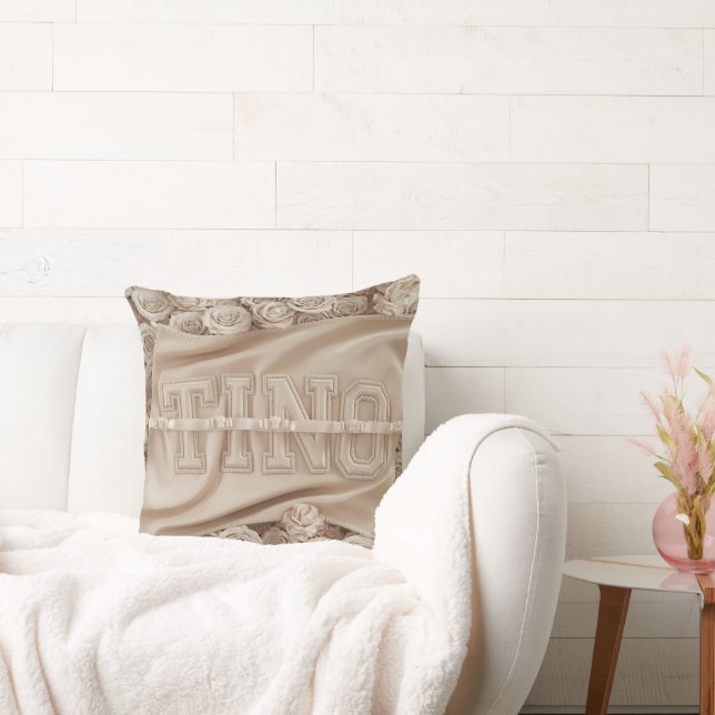 Almofada TRAVESSEIRO DECORATIVO Rosa bordado TINO (Sofá)