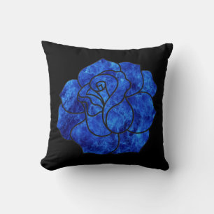 Almofada Travesseiro decorativo Rosa de incêndio azul
