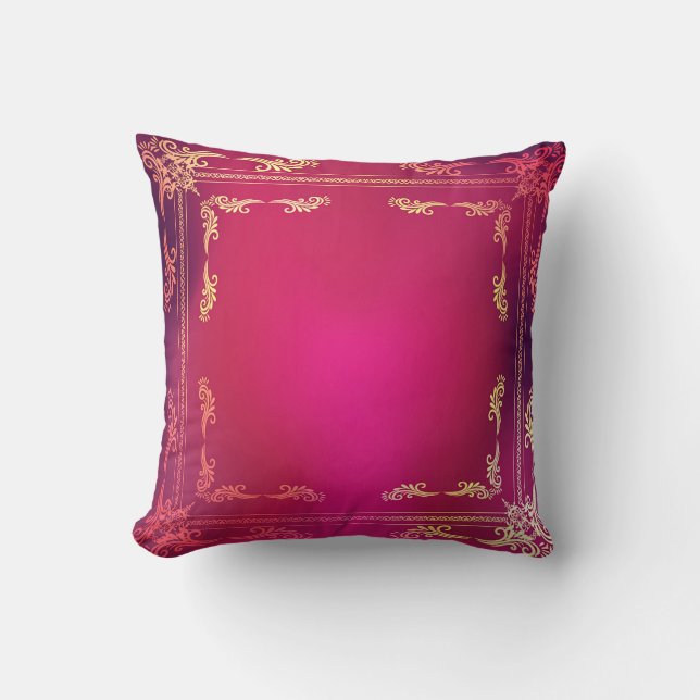 Almofada Travesseiro decorativo rosa e Dourado (Frente)