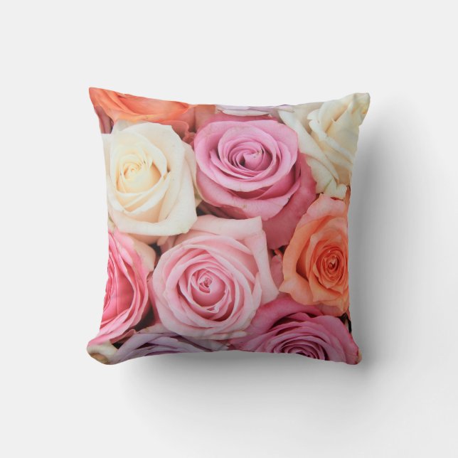 Almofada Travesseiro decorativo rosa e rosa branco (Frente)