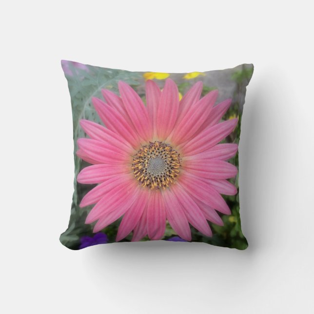 Almofada Travesseiro decorativo Rosa Gerbera Daisy (Frente)