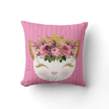 Travesseiro decorativo Rosa Princesa Gatinho