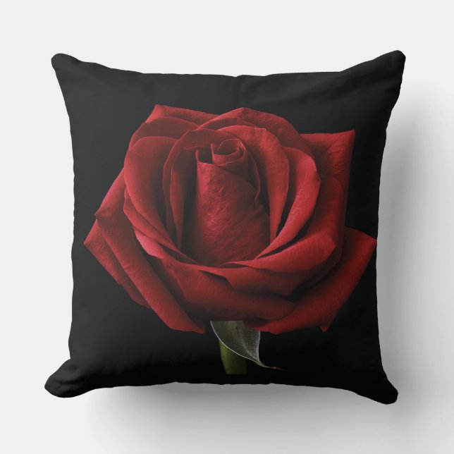 Almofada travesseiro decorativo rosa vermelha (Frente)