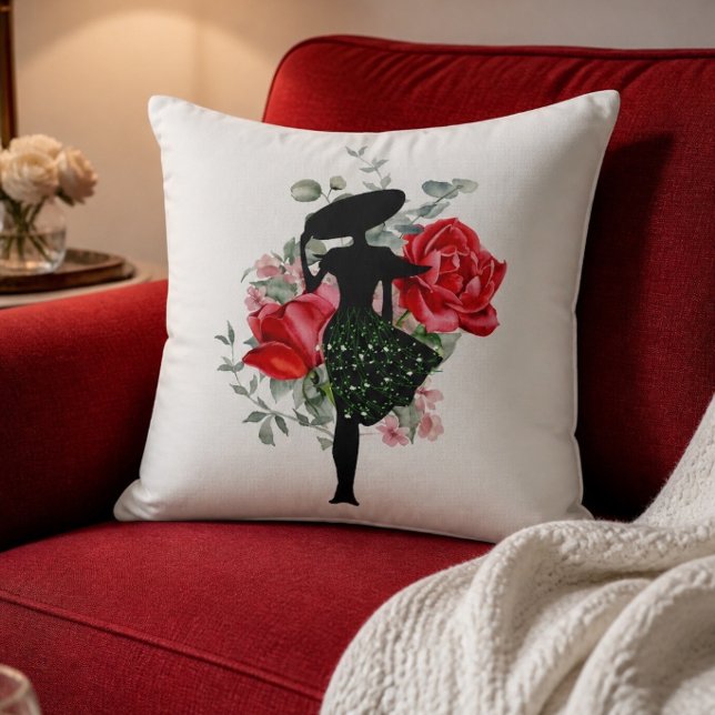 Almofada Travesseiro Decorativo Rosa Vermelha e Moda (Criador carregado)