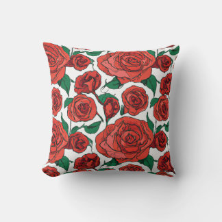 Almofada Travesseiro decorativo rosa vermelha Floral nº 1