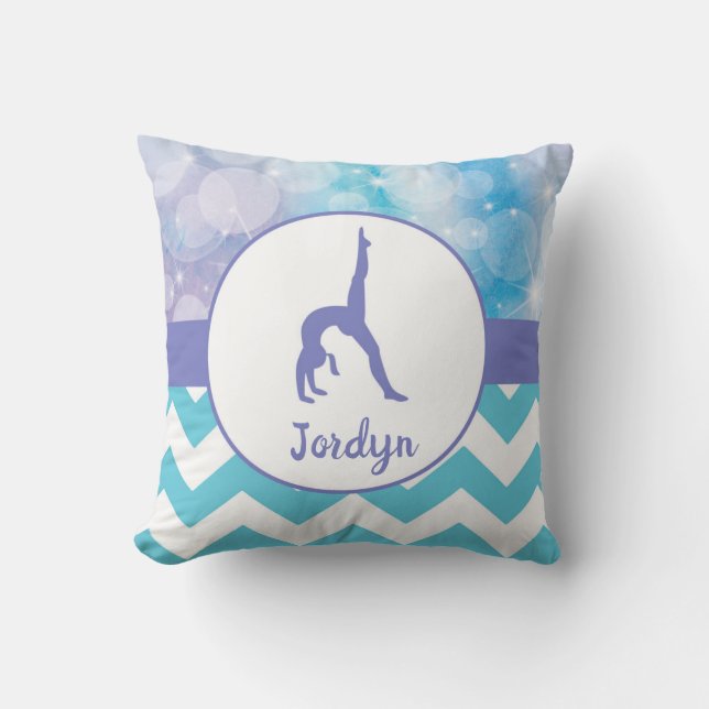 Almofada Travesseiro decorativo roxo da ginástica do Aqua (Frente)