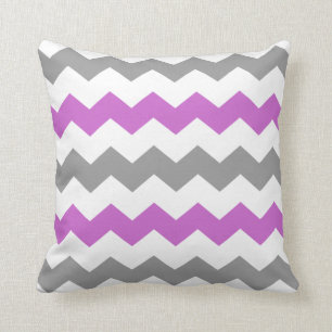 Almofada Travesseiro decorativo roxo e cinzento de Chevron