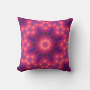 Almofada Travesseiro decorativo roxo e cor-de-rosa da arte