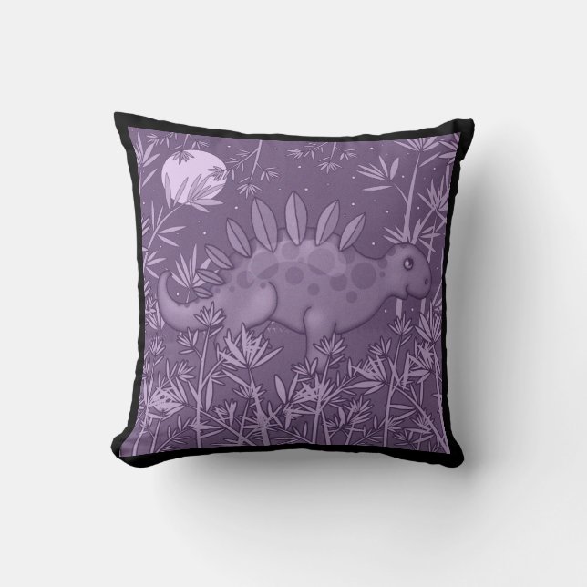 Almofada Travesseiro decorativo Roxo para Crianças Dinossau (Frente)