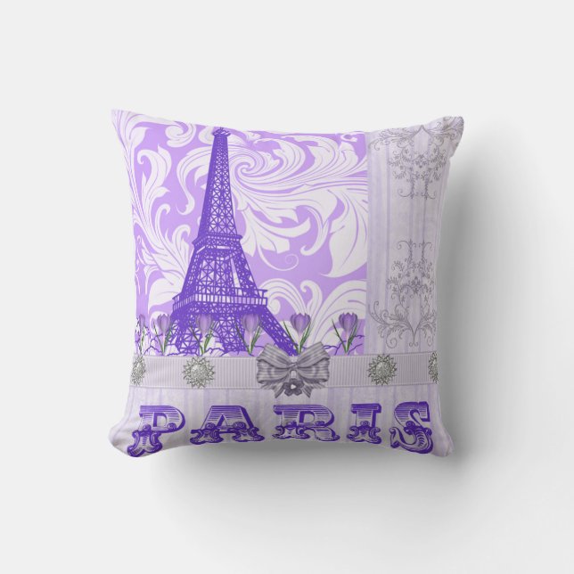 Almofada Travesseiro decorativo roxo Pastel de Paris (Frente)