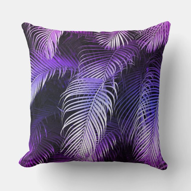 Almofada Travesseiro decorativo roxo tropical das folhas de (Frente)