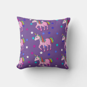 Almofada Travesseiro decorativo Roxo Unicorns & Star Impres