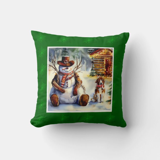 Almofada Travesseiro decorativo Russo Cowboy Snowman Waterc (Frente)