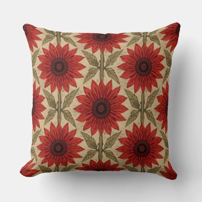 Almofada Travesseiro decorativo Russo de Girassol Vermelho (Frente)