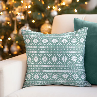 Almofada Travesseiro decorativo Rustic Aqua Fair Isle Holid
