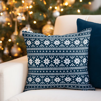 Almofada Travesseiro decorativo Rustic Blue Fair Isle Holid