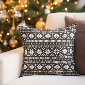 Almofada Travesseiro decorativo Rustic Brown Fair Isle Holi