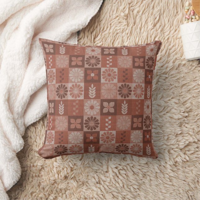 Almofada Travesseiro decorativo Rustic Orange Brown Burlap  (Cobertor)