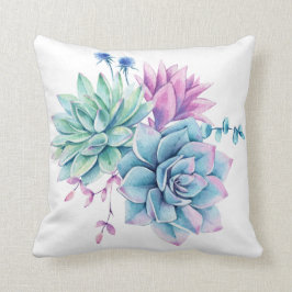 Almofada Travesseiro decorativo Rustic Watercolor Suculento