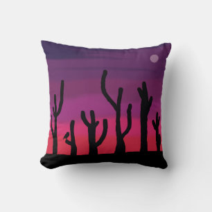 Almofada Travesseiro decorativo Saguaro Sunset com Coruja
