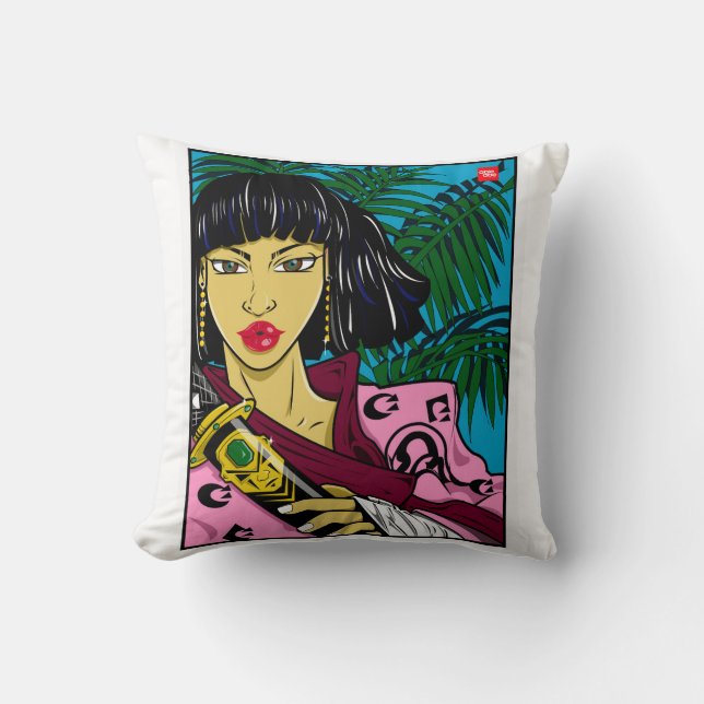 ALMOFADA TRAVESSEIRO DECORATIVO SAMURAI FEMININA (Frente)