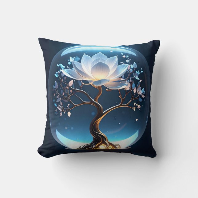 Almofada Travesseiro decorativo Serene Lotus Tree Globe (Frente)