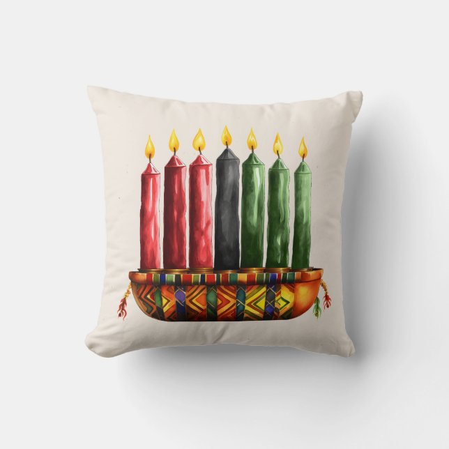Almofada Travesseiro decorativo Sete Velas Kwanzaa (Frente)