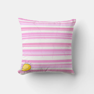 Almofada Travesseiro decorativo Sol Rosa e Stripe Branca