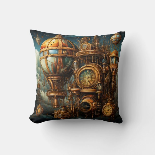 Almofada Travesseiro decorativo Steampunk Clocks (Frente)