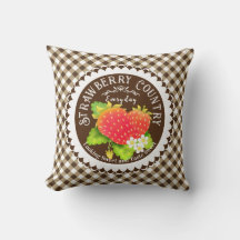 Travesseiro decorativo Strawberry Brown Gingham