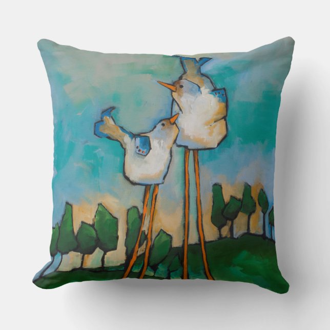 Almofada travesseiro decorativo subtil dos pássaros (Frente)
