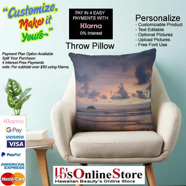 Almofada Travesseiro decorativo Sunset Beach Polyester 26 (Sunset Beach Square Polyester Large Pillow 26.)