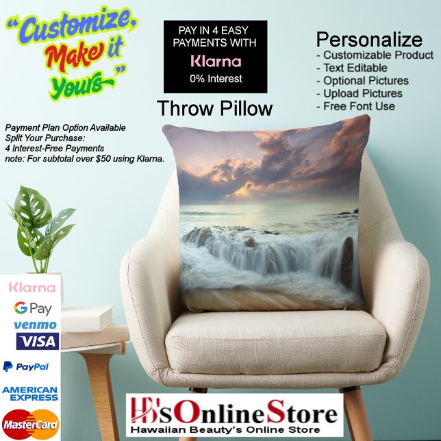Almofada Travesseiro decorativo Sunset Beach Polyester 40 (Sunset Beach Square Polyester Large Pillow 40.)