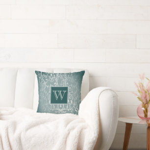 Almofada Travesseiro decorativo Teal Elegante Flourish Mono