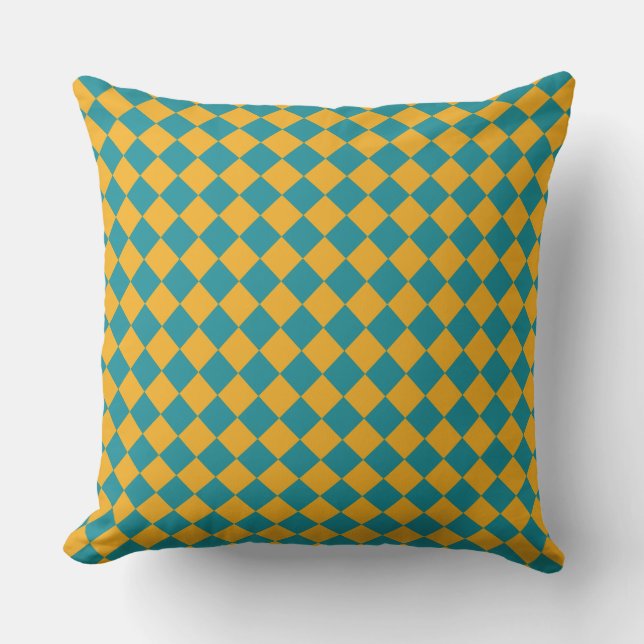 Almofada Travesseiro decorativo Teal & Mustard Harlequin (Frente)
