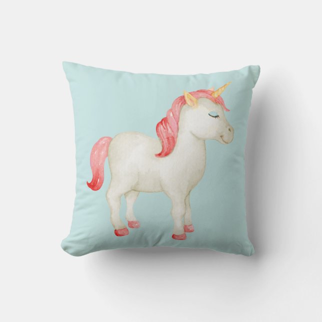 Almofada Travesseiro decorativo Teal Unicorn (Frente)