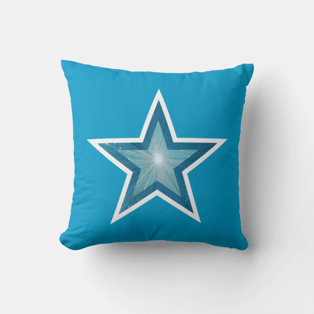 Almofada Travesseiro decorativo 'Texto' com Estrela Azul (Frente)