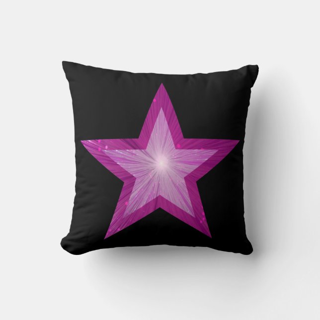 Almofada Travesseiro decorativo 'Texto' Preto com Estrela R (Frente)