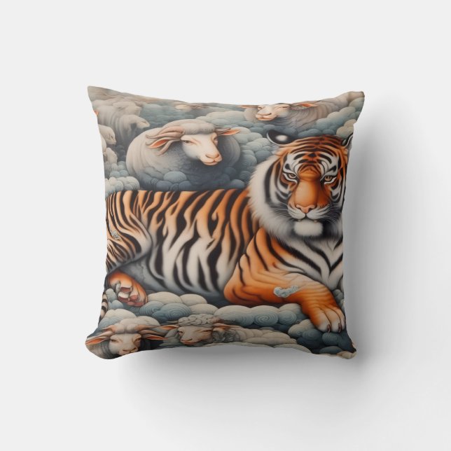 Almofada Travesseiro decorativo Tiger e Lamb (Frente)