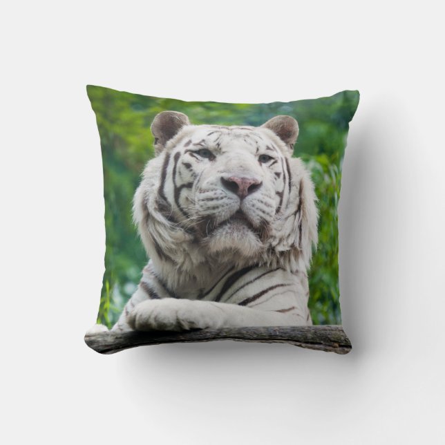 Almofada Travesseiro decorativo Tigre Branco (Frente)